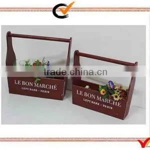 Farmhouse Home&garden Decor Vintage Wooden Basket thumbnail-1