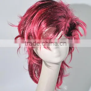Synthetic Special Curls Wigh Red and Pink Multi Color Crazy Fans Wig N301 thumbnail-1