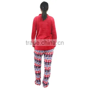 Kevince Polyester Women Flannel Pyjama Set Snowflake Knitted 1000pcs up OEM Factory Directly thumbnail-2
