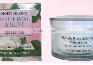 Night Face Cream "WHITE ROSE & OLIVE", Paraben Free, 50 Ml. Made in EU, Private Label Available thumbnail-1