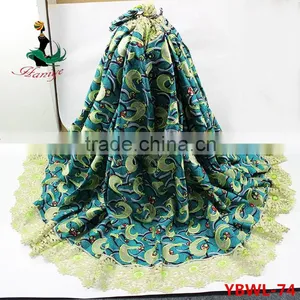 Haniye YBWL-74/2016 High Quality Ankara Wax With Lace Fabric Embroidered African Guipure Wax Lace for Dress 5 Yards thumbnail-1