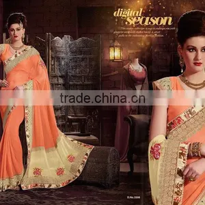 Blue Georgette On Net Designer Lehenga Saree thumbnail-5