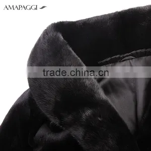 Black Plus Size Mink Coat With Skirt Hip thumbnail-4