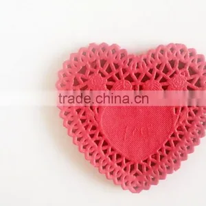 NEW Party Packaging Red Heart Paper Doilies 4" - thumbnail-1