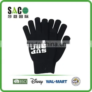 Three Toes Touch Screen English Letters Print Black Five Toes Acrylic Gloves thumbnail-1