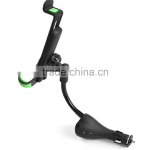 Universal Dual USB Ports Car Charger Phone Mount Holder With Cigarette Lighter Charger DC Port thumbnail-5