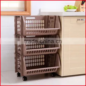 Plastic Stacking Stackers Storage Baskets Veg Rack 3 Tier Vegetable thumbnail-3