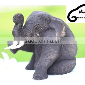 Wood Carved Elephant From Thailand thumbnail-1
