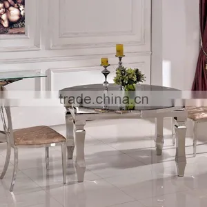 TH389 Fashionable High Quality Round Tempered Glass Dining Table thumbnail-2