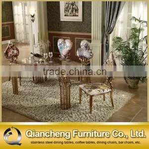 Rose Golden Stainless Steel Dining Table With Crystal Decoration thumbnail-5