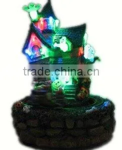 10" Polyresin Halloween House With Rotating Train, LED Lighting & Elves thumbnail-1