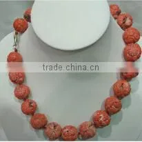 Wholesale 17inches 14mm Red Coral Beads Necklace Jewelry Set thumbnail-1