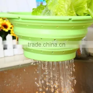 Food Grade Material Foldable Silicone Washing Up Bowl,Silicone Strainer thumbnail-1