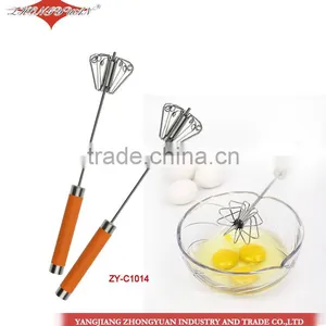 Stainless Steel Rotary Self-mixer Miracle Whisk 10-inch Hand Push thumbnail-1