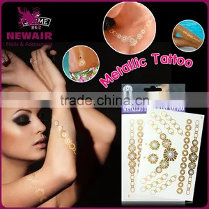 Waterproof Gold Tattoo Metallic Temporary Tattoo Stickers Temporary Body Art Tatoo thumbnail-1