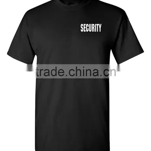 Pre-Shrunk 100% Cotton Short Sleeves Silk Printing T Shirt Black Security Guard Uniforms For Men thumbnail-2