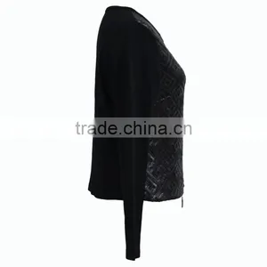 Factory Directly Provide Double Zip Long Sleeve O-neck Womens Black Elegant Blazer thumbnail-3
