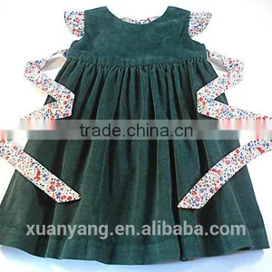 New Design Jasper Corduroy Cotton Frock Kids Clothes Western Style Girls Party Dress thumbnail-1