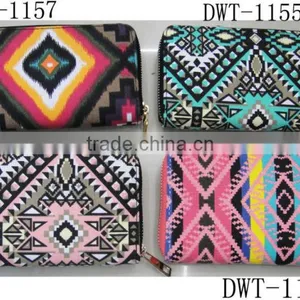 Fashion Nice Stylish Lady Zipper Around Geometrical Cotton Wallet thumbnail-2