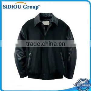 Design Leather Jacket Melton With Bishop Collar Mens thumbnail-1