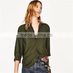 2017 OEM SpringButtoned Cuffs and Elbow-length Sleeves Polo Neck Shirt thumbnail-2
