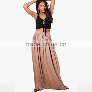 Drapey Hippie Boho Style Casual Women's Maxi Skirt With Pockets thumbnail-5