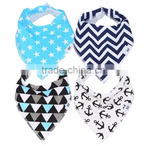 Toddlers Triangle Double Layers Bibs Cotton Plain Dyed With Custom Print and Plush Fleece Baby Bibs Soft Baby Bandana Bibs thumbnail-6