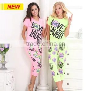 CUSTOM-MADE COTTON PRINTED FASHION DESIGNS PAJAMAS SET FOR COUPLES thumbnail-1