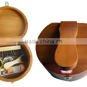 Promotional Gift Leather Care Shoe Shine Kit Wooden Box Package thumbnail-1