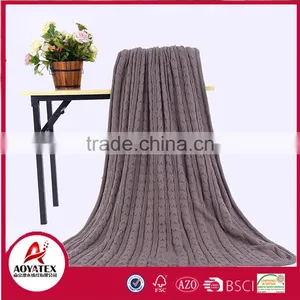 Hot Selling Soft Acrylic Knitting Crochet Blanket Backside Sherpa thumbnail-1