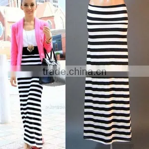 Hot Selling Black and White Stripe Maxi Skirt Wholesale Indian Long Skirts thumbnail-1
