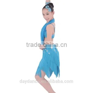 Black Fringe Salsa Competition Dress Hang Neck Girls Latin Dance Wear thumbnail-3