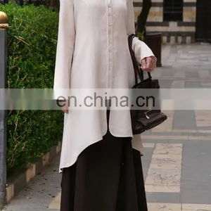 Muslim Women Linen Long Sleeves Tunic(16042002) thumbnail-3