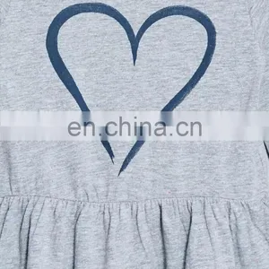 Latest Children Dress Designs Graphic Heart Printed Front Child Dress Wholesale Baby Clothes thumbnail-3