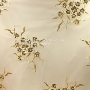 2017 Hot Sellng Polyester Beaded and Sequin Embroidered Lace Fabric for Women's Garments thumbnail-1