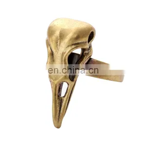 Unisex Jewelry Antique Gold Crow Head Bone Charm Finger Ring thumbnail-2