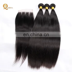 Unprocessed Wholesale Virgin Brazilian Straight Hair Weave Bundles With Closure Brazilian Hair Closure thumbnail-2