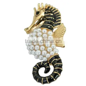 Fashion Enamel Seahorse Pearl Brooch,cheap Wholesale Brooch Jewelry thumbnail-1