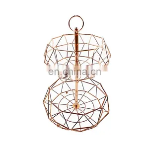 Two-tier Fruit Basket Metal Fruit Bowl Bread Folding Baskets Detachable Fruit Holder Kitchen Storage Baskets Stand thumbnail-1