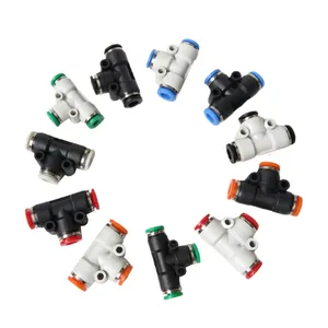 3 Way PUT Series Union Tee Type, Plastic Air/Water Connection Tube Fittings, Pneumatic Air/Water Quick Connect Pipe Fittings thumbnail-1