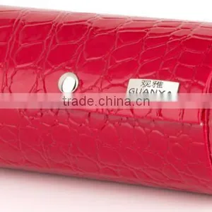 3 Tier Compartment Mini Leather Travel Roll Up Jewelry Box Case Organizer Holder With Snap Closure thumbnail-4