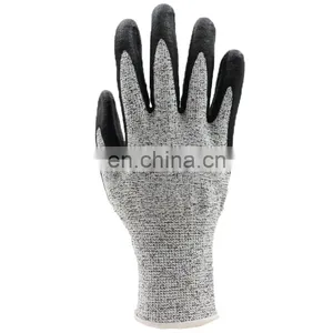 13 Gauge EN388 Glass Microfiber Grey HPPE Liner With Black Nitrile Safety Working Cut Resistant Gloves thumbnail-3