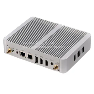 Partaker Fanless Mini PC Alder Lake-N Intel Core N100 Windows 11 Pro HTPC 2 x LAN 1 x DP 2 x HDMI WiFi Desktop Computer thumbnail-1