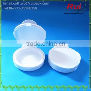 Plastic Single Layer Cosmetic Compact Powder Case, White Round Pressed Powder Case thumbnail-1