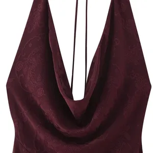 2025 Spring/Summer New European and American Style Women's Fashion Style Sexy Jacquard Hanging Neck Dress thumbnail-3