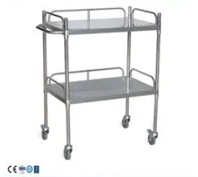 2 Layer Shelves Stainless Steel Hospital Trolley thumbnail-5