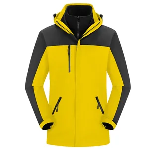 Wholesale Men's and Women's 3-in-1 Waterproof Winter Jacket Breathable Soft Zipper Sealed Red Mountaineering Outdoor Equipment thumbnail-4