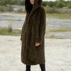 Women's Long-line Faux Fur Mink-style Coat for Autumn and Winter thumbnail-1