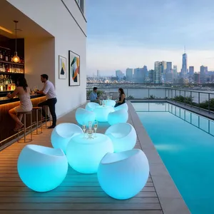 Factory Direct Modern Design Plastic Luminous Tables and Chairs for Outdoor Garden Party Wedding Bar Use Top Industry Choice thumbnail-4