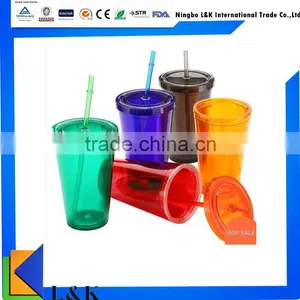 Hot Sale 500ml Double Wall Plastic Tube Cup/promotional Plastic Cups thumbnail-1